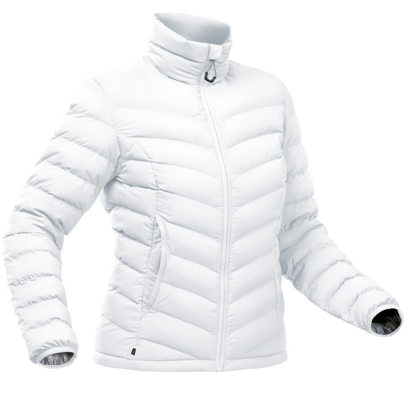 Daunenjacke Damen Komfort bis -10 °C Bergtrekking - MT500 hellgrau 