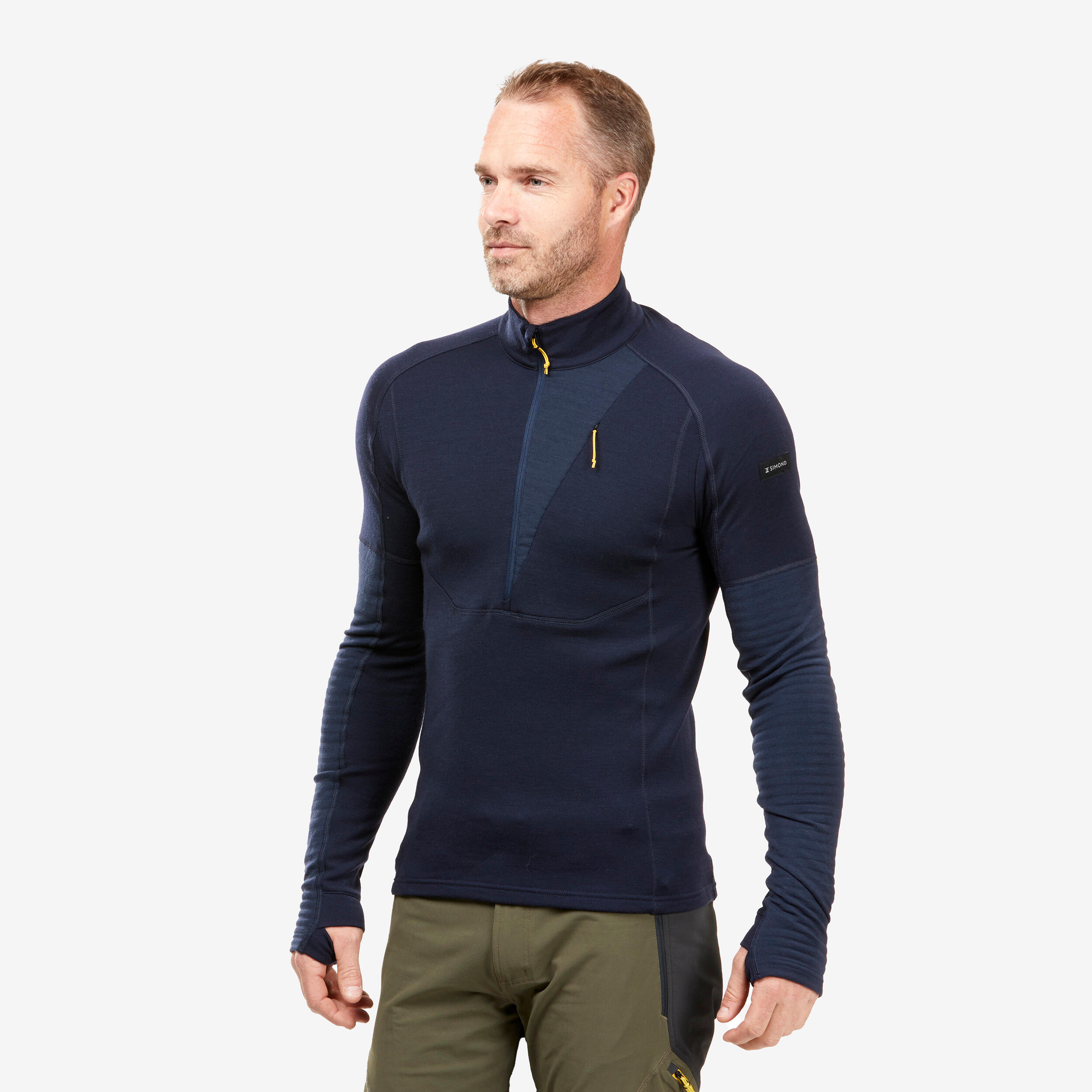 Chandail à manches longues et demi-zip en laine mérinos homme, MT 900 3/21