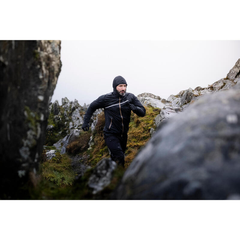 Lauf-Regenhose Trail wasserdicht Herren schwarz