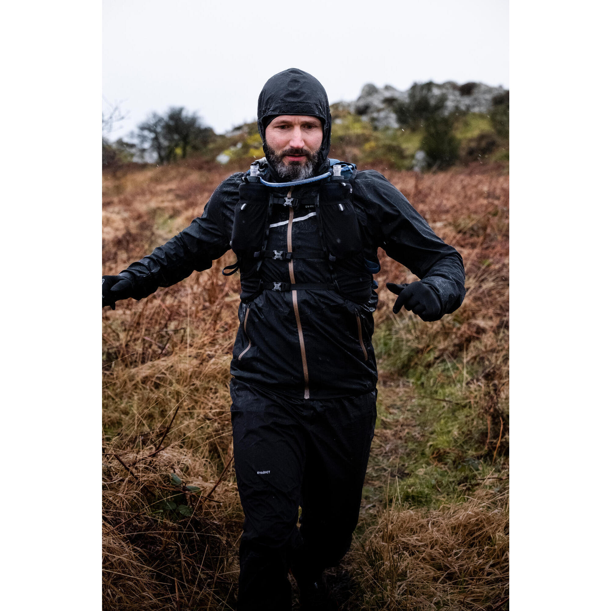 Uomo  KIPRUN Pantaloni impermeabili da running e trail running - Run 900 Rain Nero