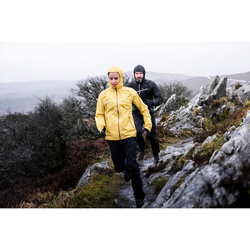 Chaqueta cortavientos trail running impermeable Mujer amarillo