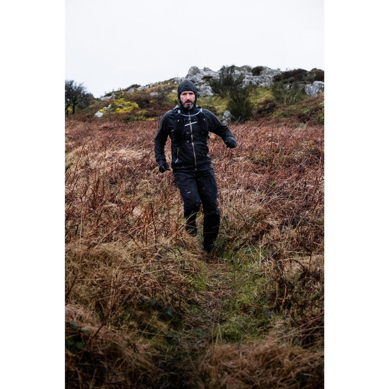 PANTALON IMPERMEABLE PLUIE DE TRAIL RUNNING HOMME NOIR