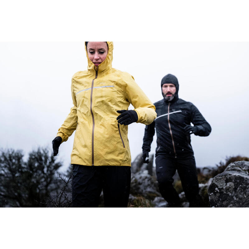Pantalon de Trening Impermeabil Alergare Trail Running Negru Damă 