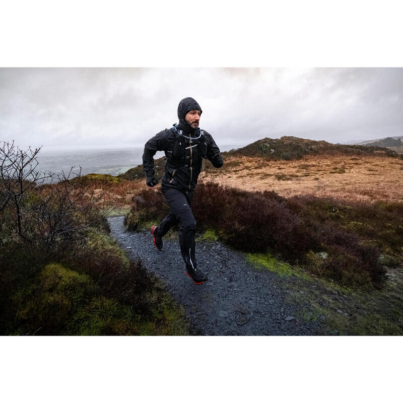 MEN'S TRAIL RUNNING WATERPROOF JACKET - BLACK/BRONZE