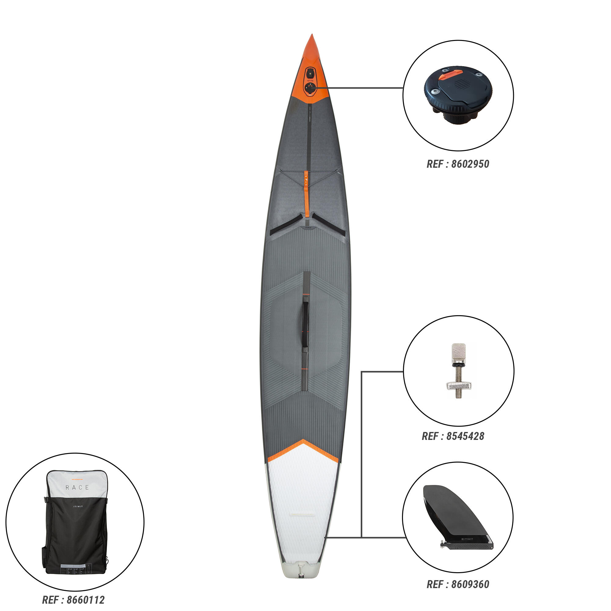 Inflatable stand-up paddle board Race 14'27" - R500 5/16