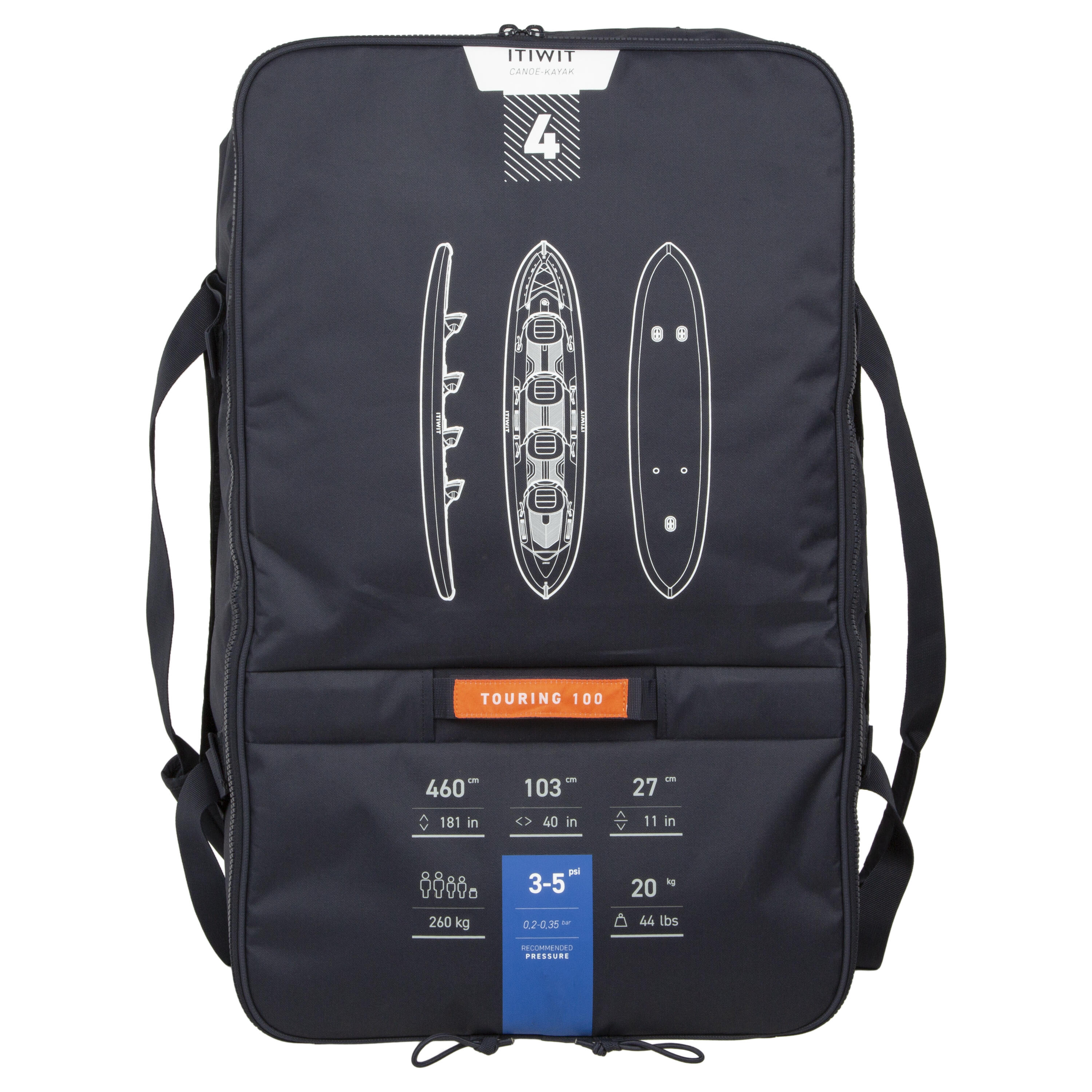 Mochila de transporte para kayak insuflável x100 4 lugares