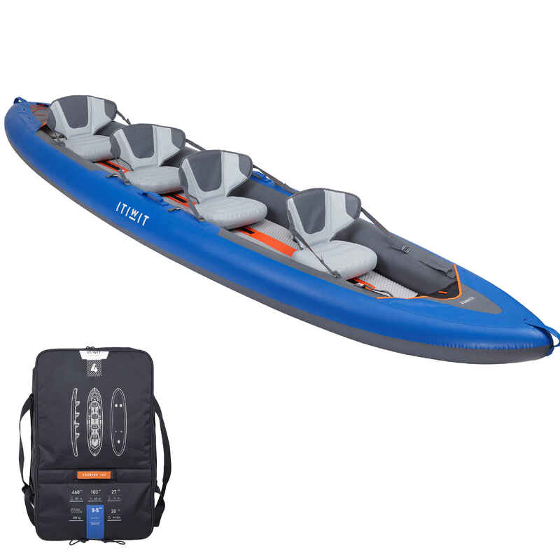 Kayak inflable de turismo para 2 personas para adultos, portátil de 9.8  pies, balsa inflable para barco, canoa deportiva con 2 asientos, paletas