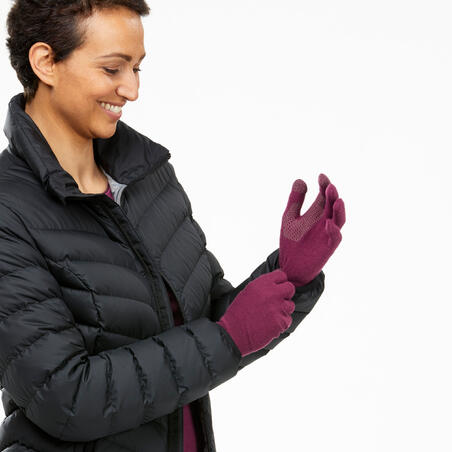Adult Mountain Trekking Seamless Liner Gloves  - TREK 500 Bordeaux