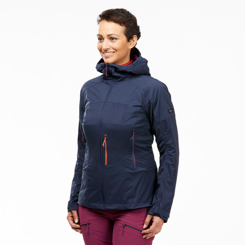 Winddichte softshell jas voor bergtrekking dames MT900 marineblauw