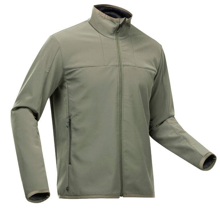 Men’s Warm and Windproof SoftShell jacket  - MT 100 WINDWARM - Khaki