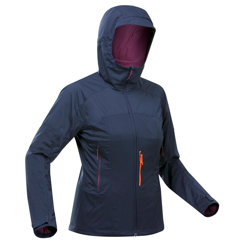 Veste softshell coupe vent de trek montagne - MT900 bleu marine femme