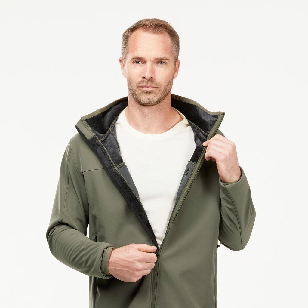 Jakna za treking MT100 Softshell vetrootporna muška - kaki