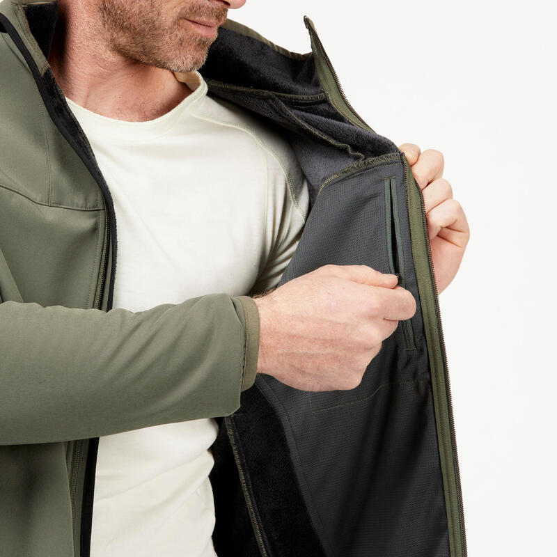 Vestă Protecție vânt Softshell Trekking MT100 Kaki Bărbați