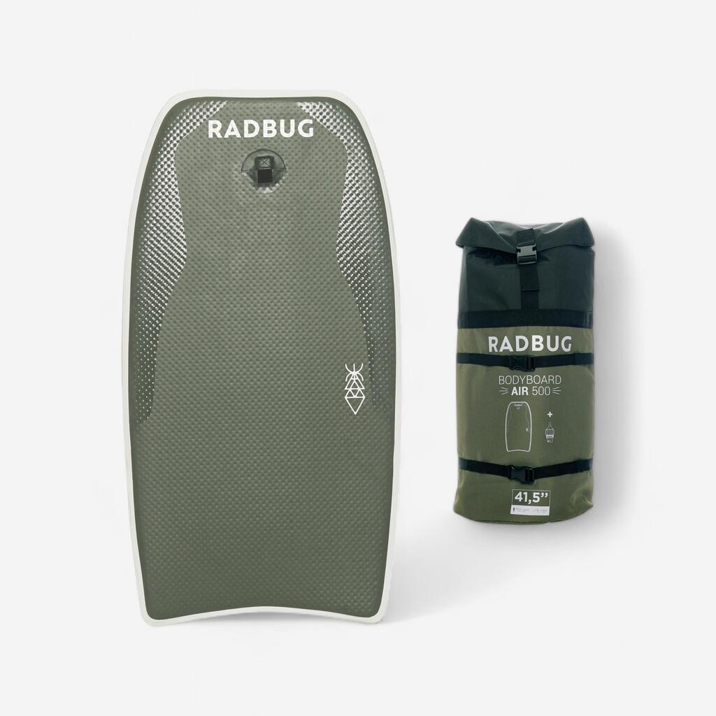 AIR 500 inflatable bodyboard with backpack - khaki. Pump not included.