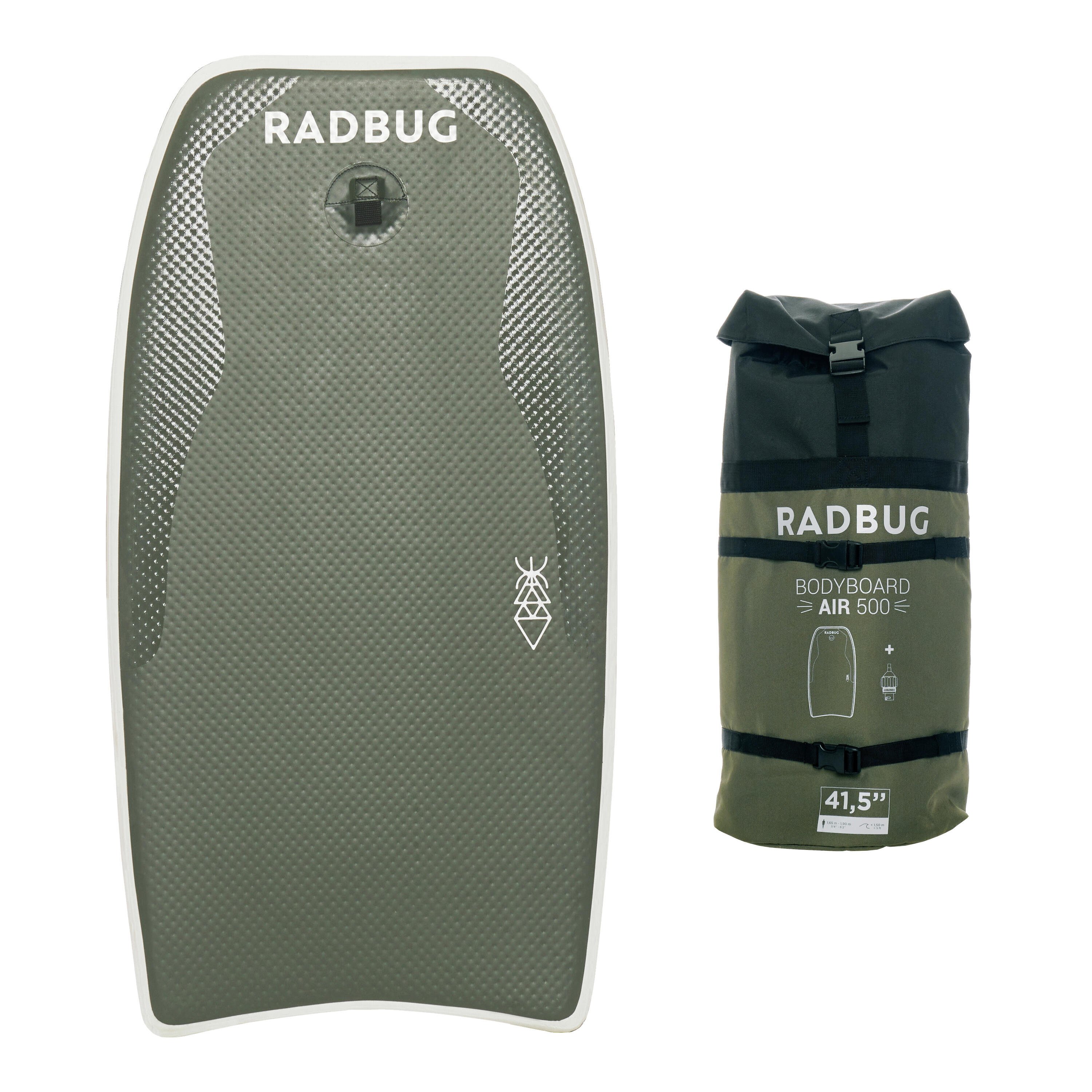 RADBUG Bodyboard aufblasbar Air 500 mit Rucksack khaki Pumpe nicht inklusive 41.5