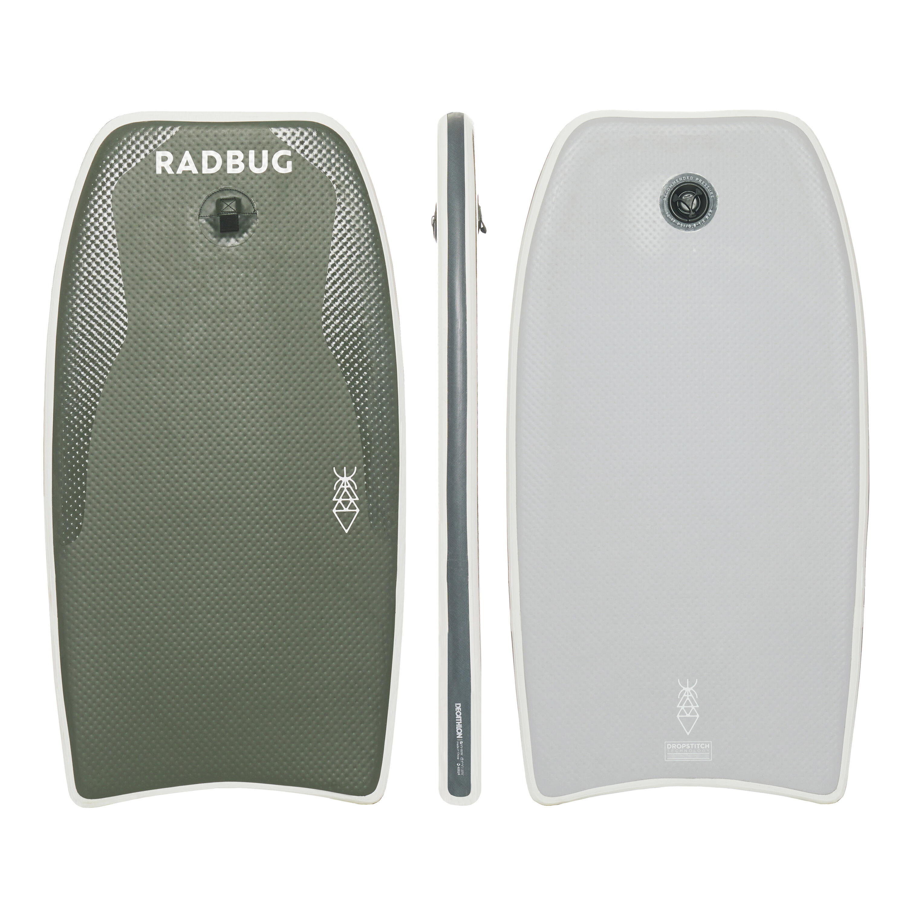 Placă Bodyboard gonflabilă AIR 500 Kaki+ rucsac depozitare 3/15
