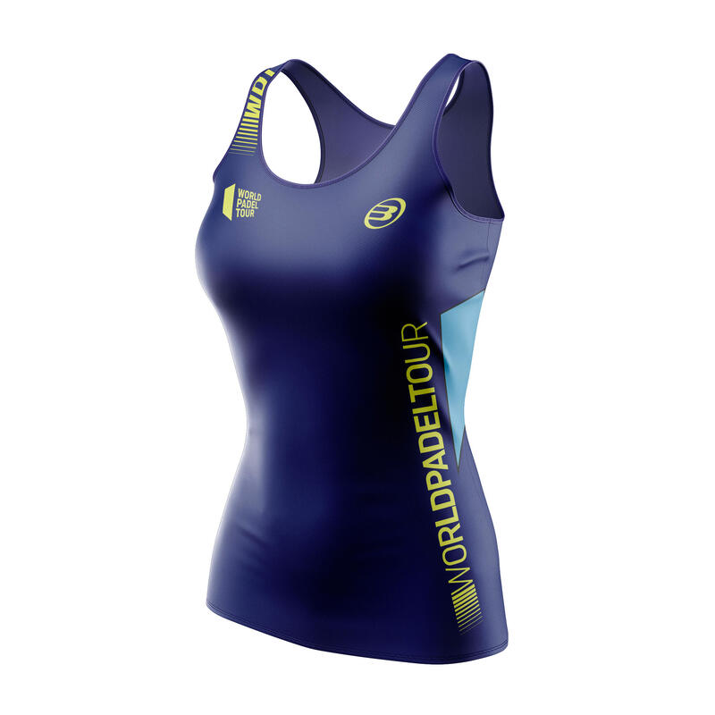 Débardeur de padel respirant col rond Femme-Yali bleu