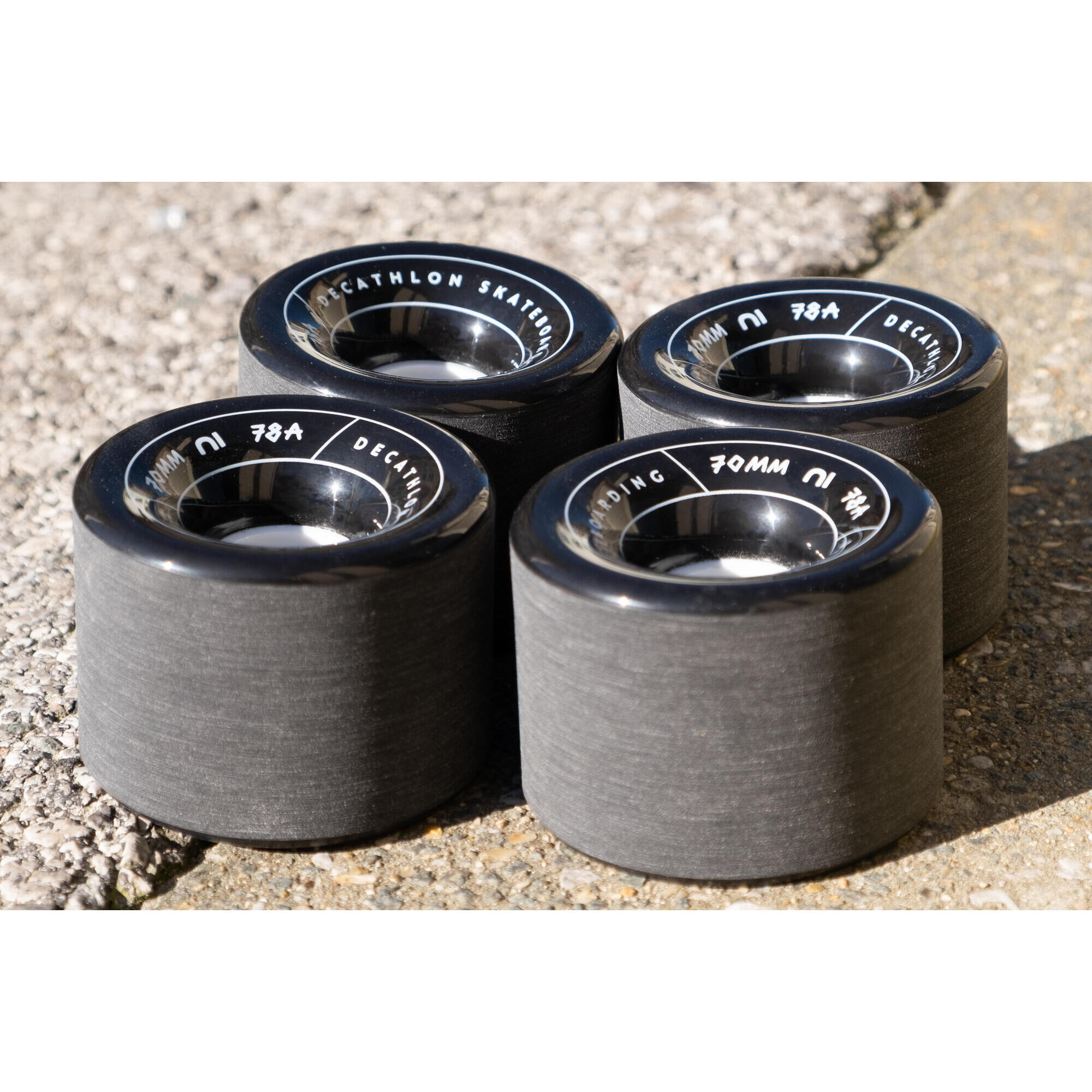 4 BLACK 70MM 78A LONGBOARD OR CRUISER WHEELS