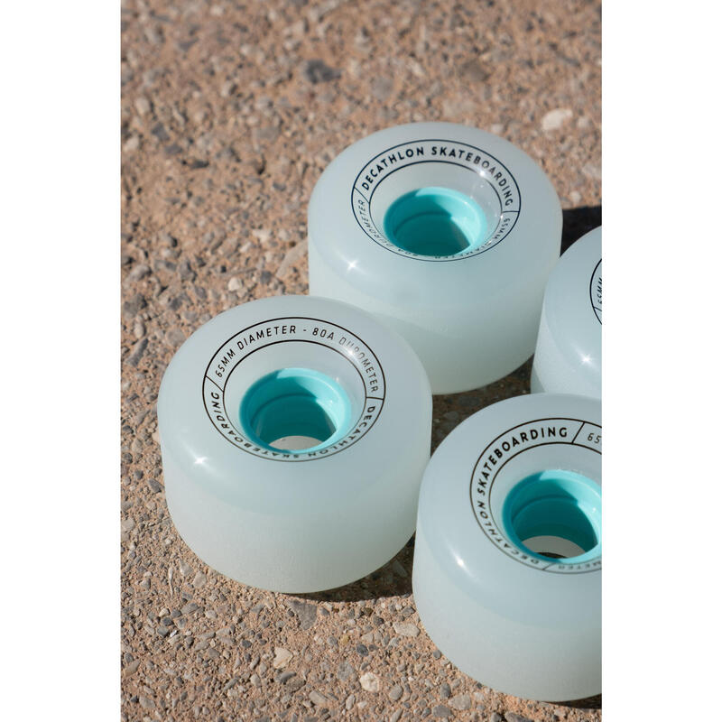 4 WIELEN VOOR LONGBOARD CRUISER OF SURFSKATE 65 MM 80A BLAUW