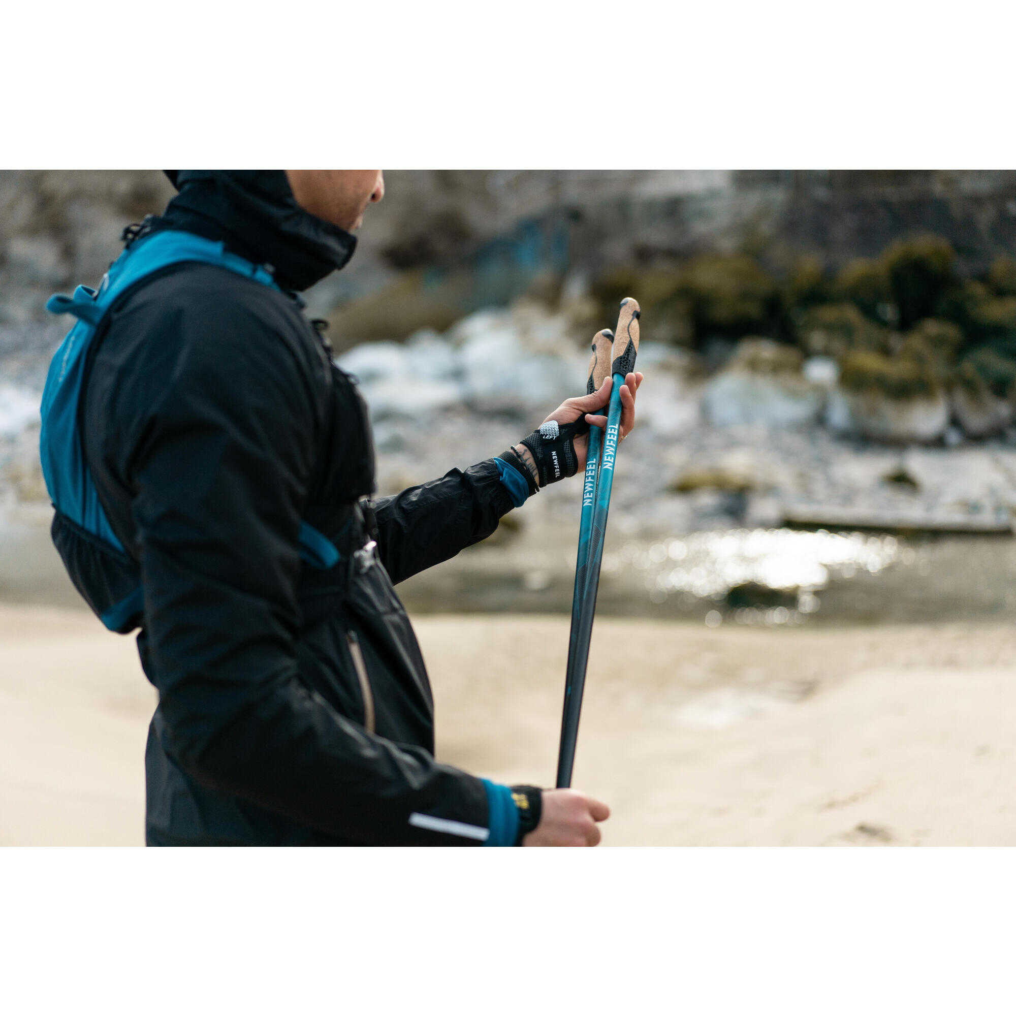 NW P700 TURQUOISE CARBON STEEL NORDIC WALKING POLES