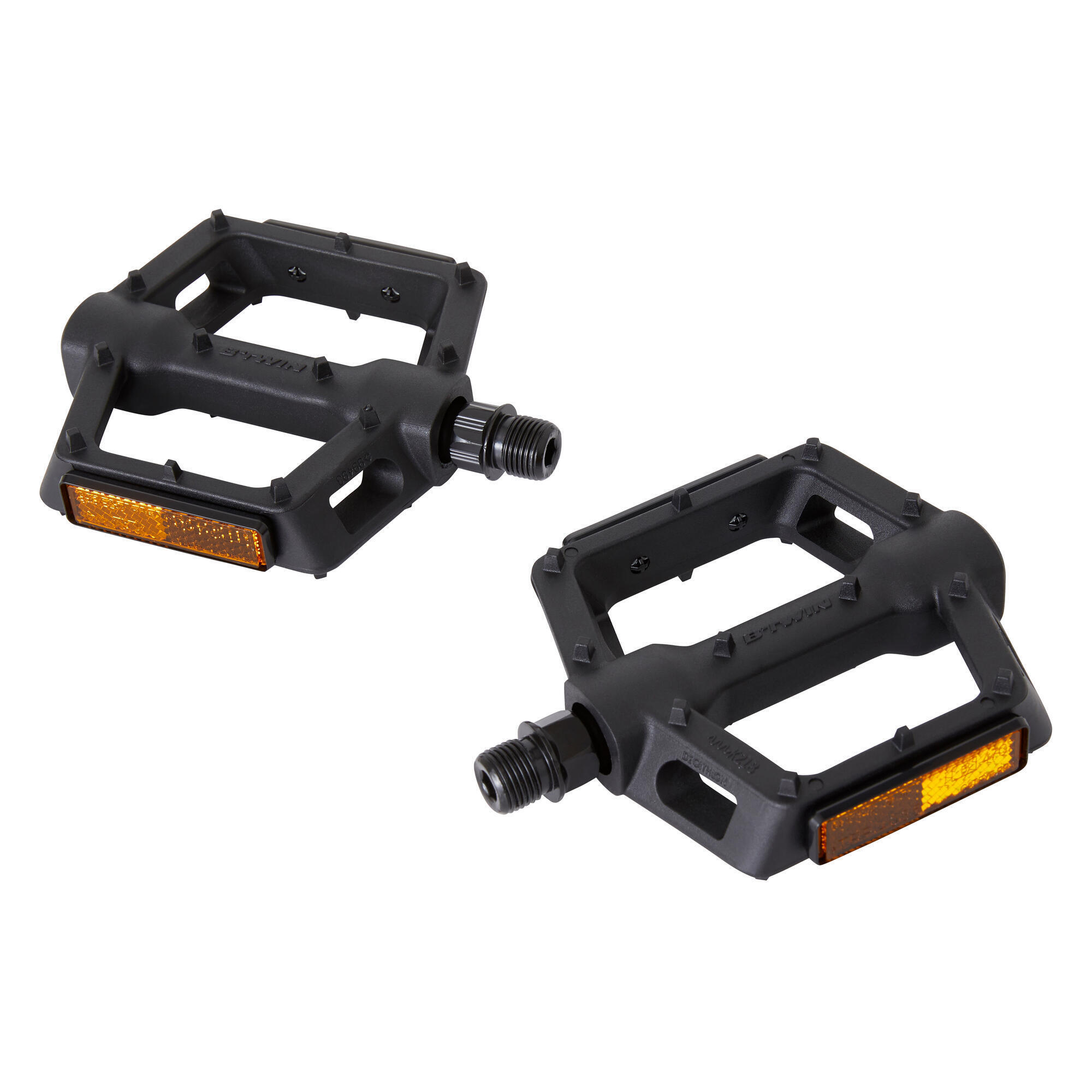 Flat Mountain Bike Pedals 520 9 16 Black ROCKRIDER Decathlon