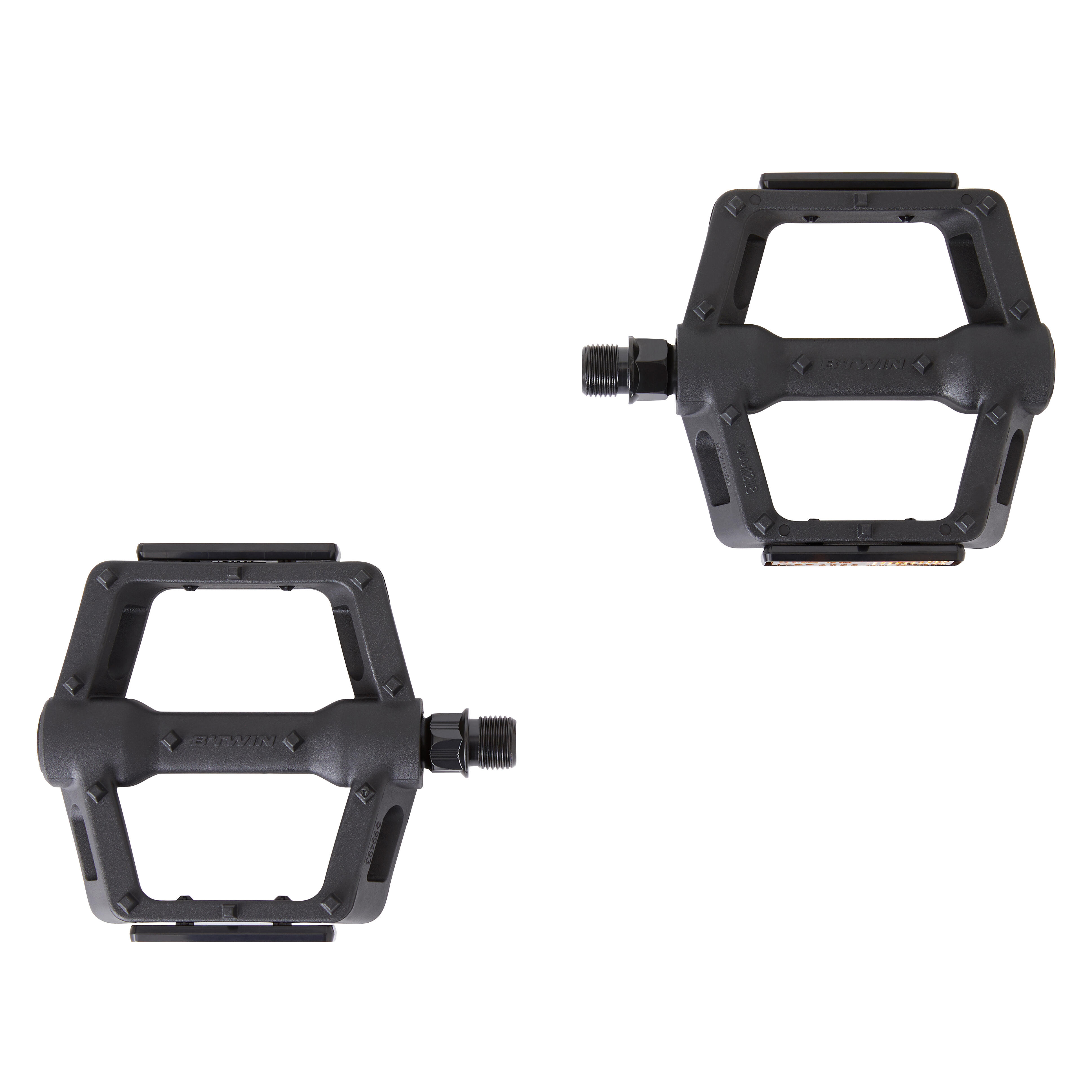 Flat Mountain Bike Pedals - Grip 520 9/16 Black - ROCKRIDER