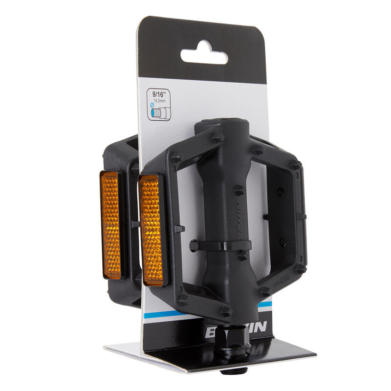 Pedale plate bicicletă MTB 520 grip Negru