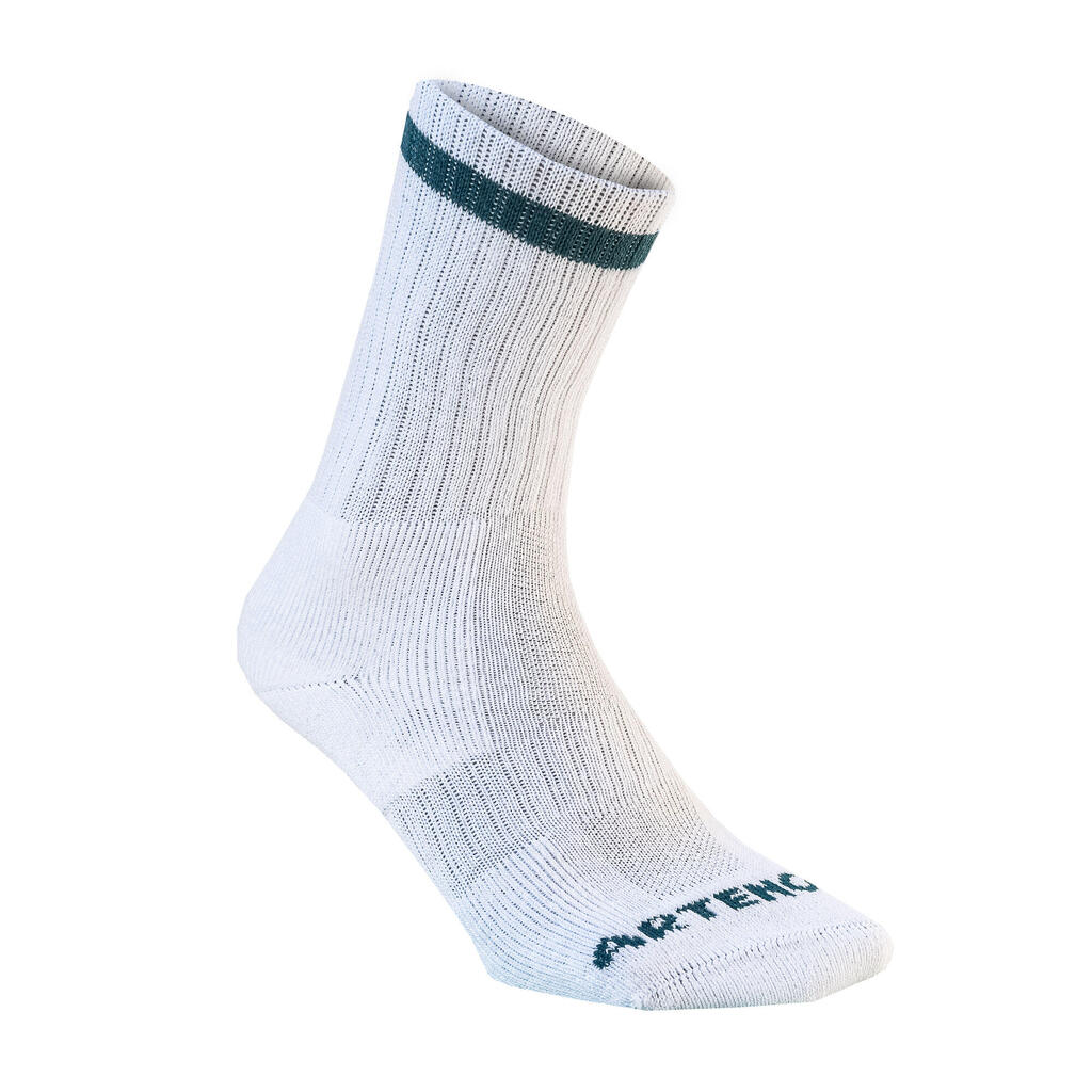 Tennissocken RS 500 High 4er-Pack weiss/grün