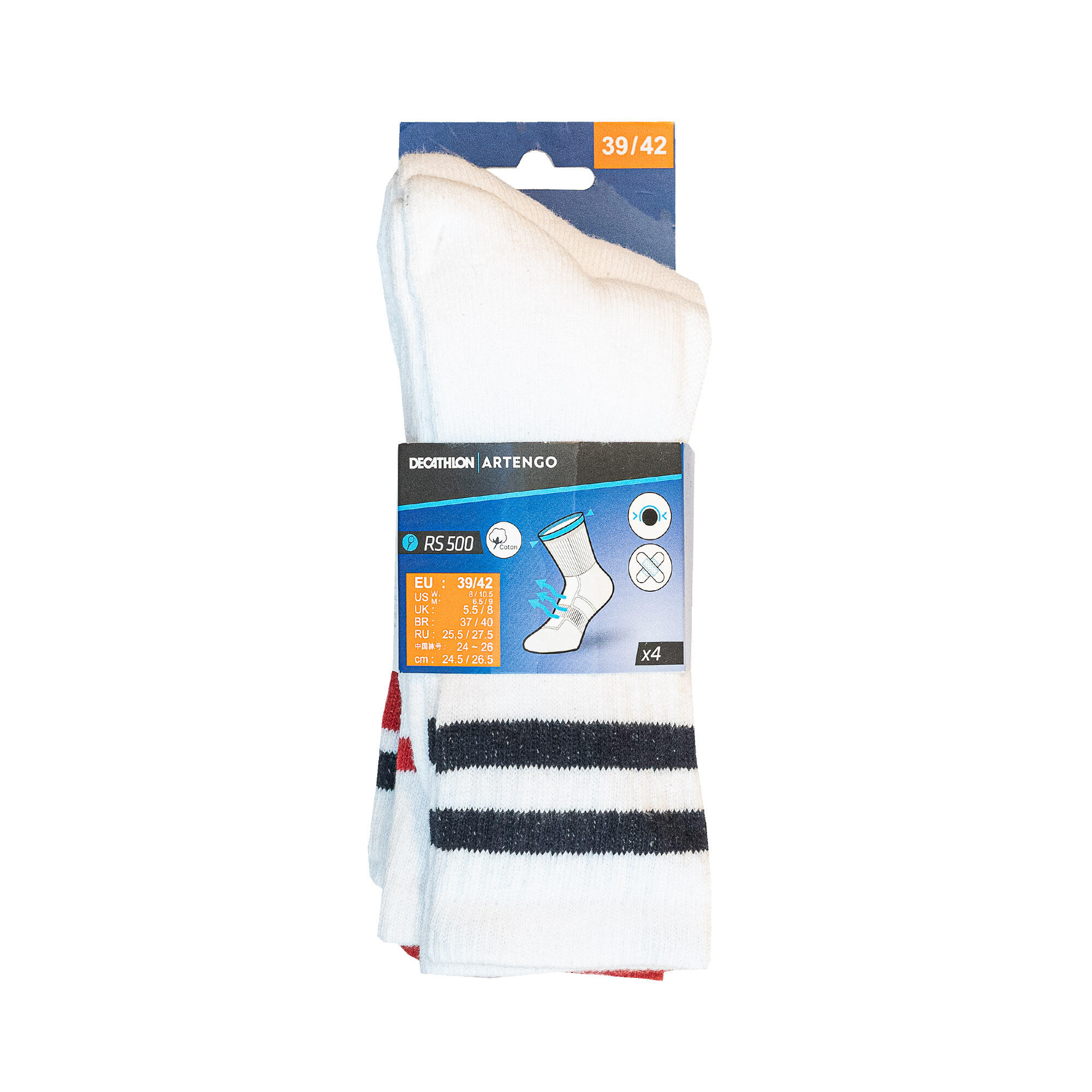 High Sports Socks RS 500 4-Pack - White/Red 6/12