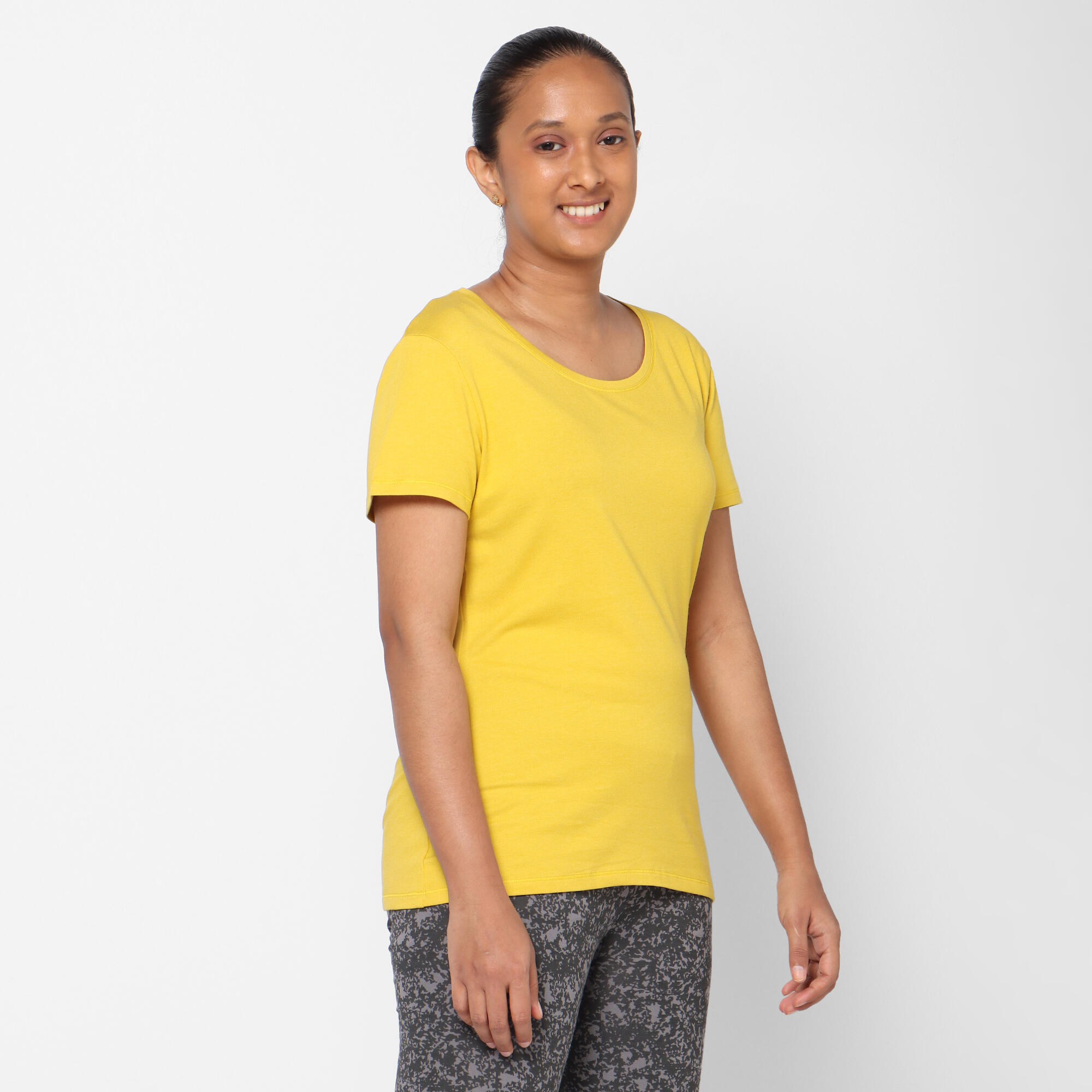 Fitness Stretch Cotton T-Shirt - Yellow
