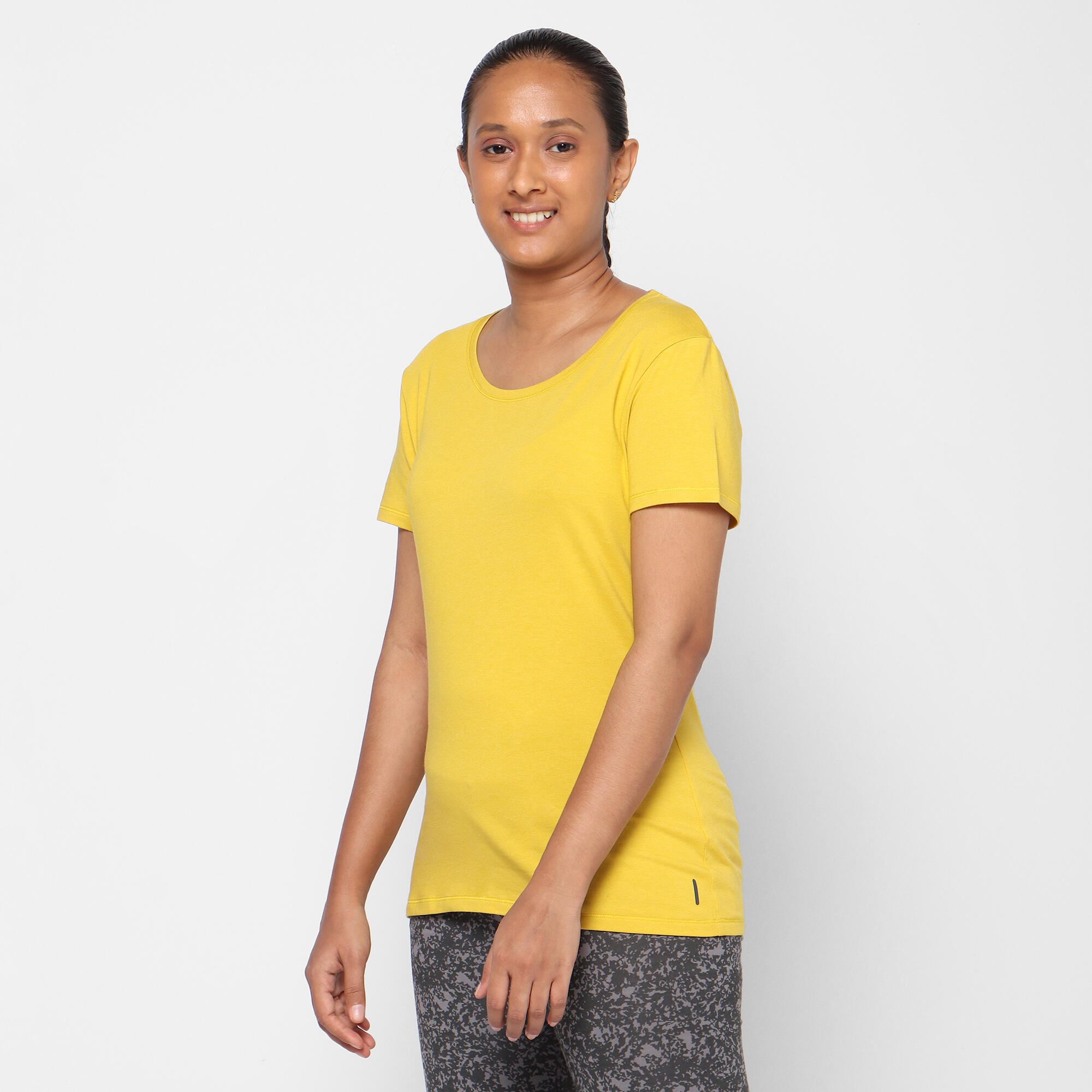 Fitness Stretch Cotton T-Shirt - Yellow