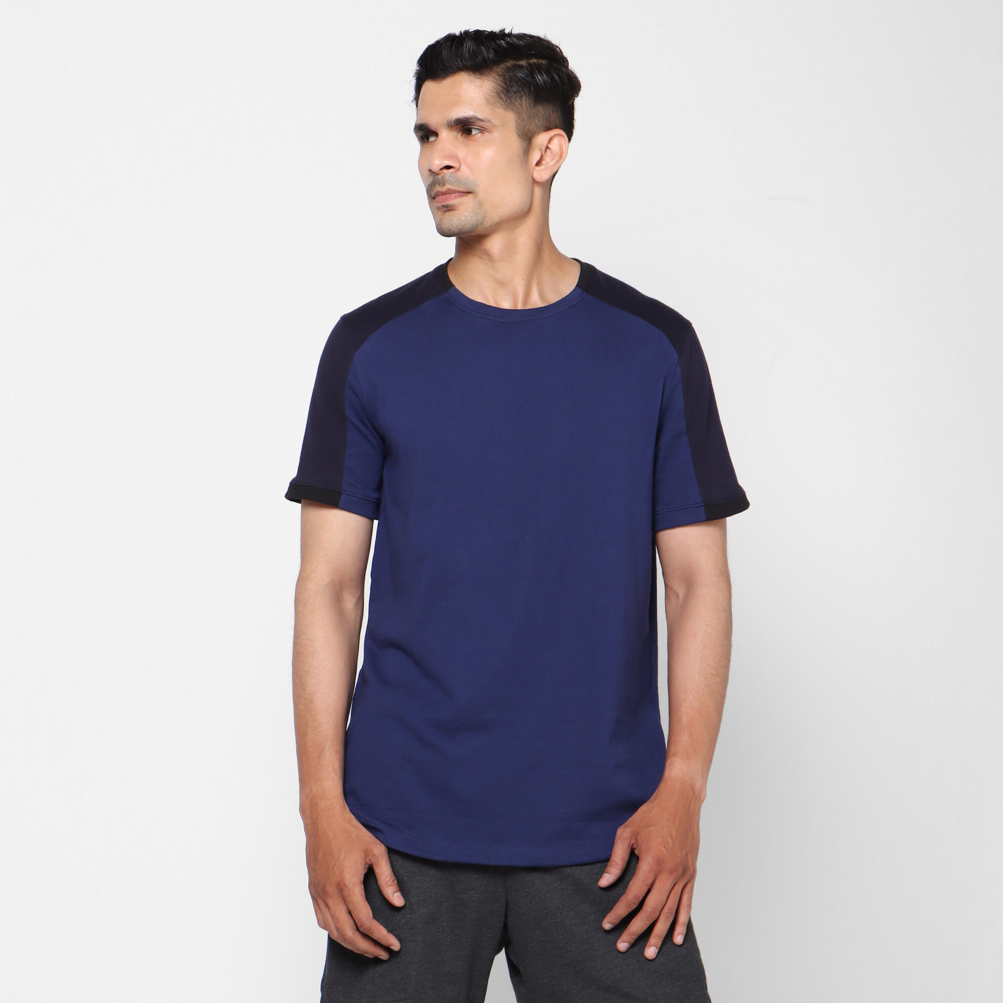 Men's Short-Sleeved Straight Crew Neck Cotton Fitness T-Shirt 520 - Cosmos Blue 8/13