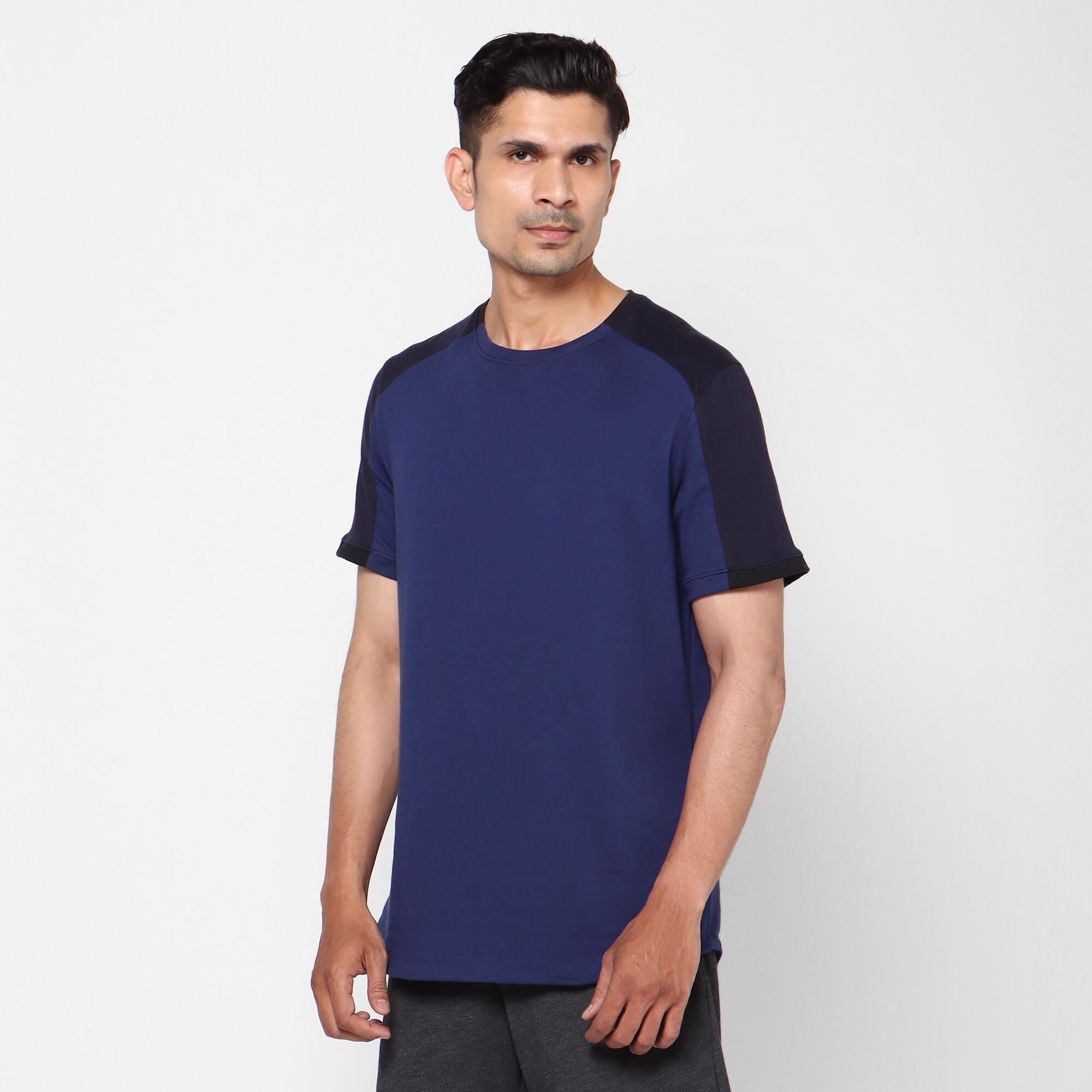 Men's Short-Sleeved Straight Crew Neck Cotton Fitness T-Shirt 520 - Cosmos Blue 11/13