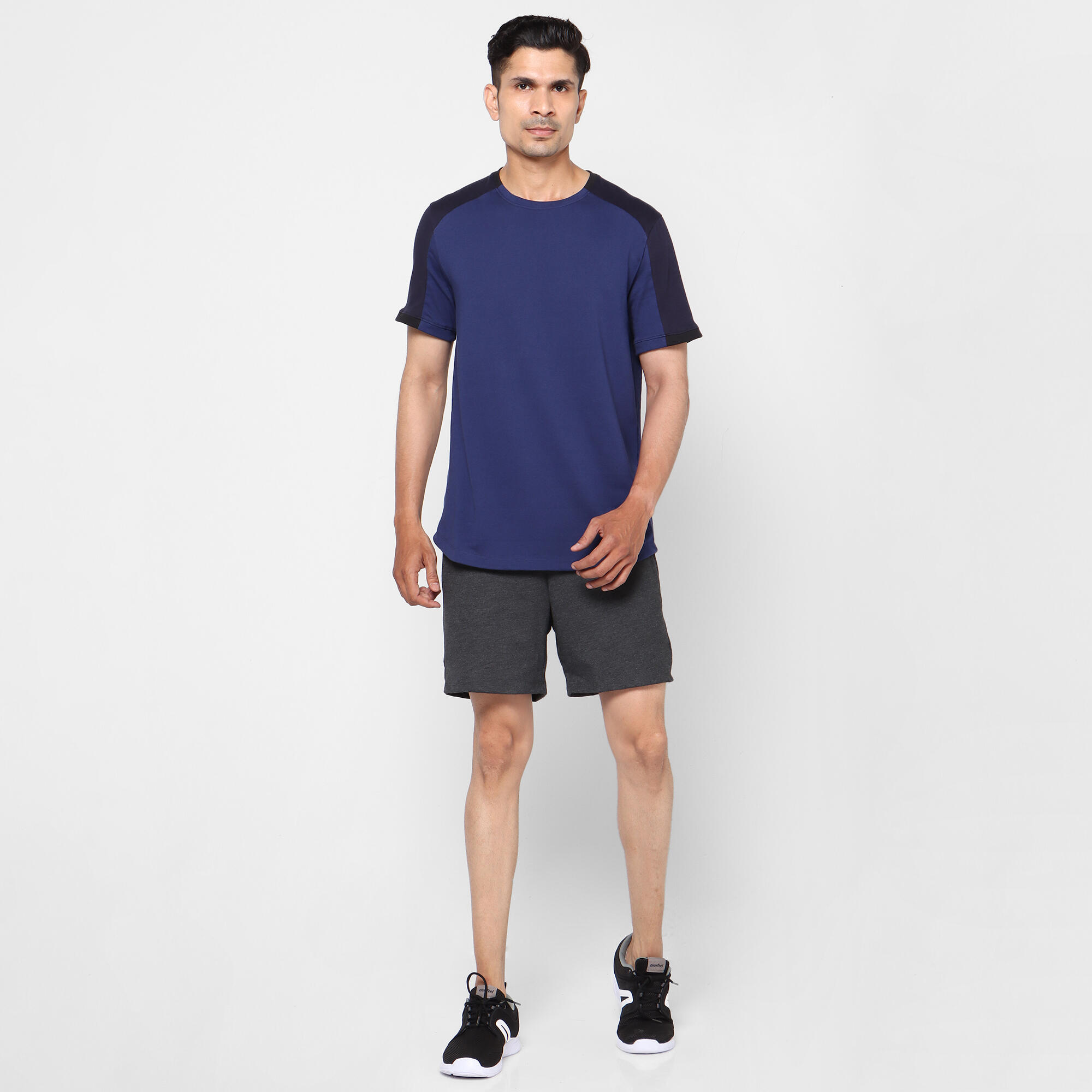 Men's Short-Sleeved Straight Crew Neck Cotton Fitness T-Shirt 520 - Cosmos Blue 12/13