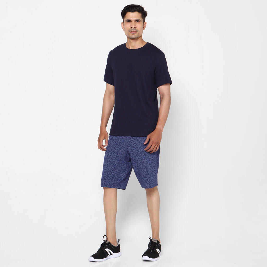 T-shirt fitness manches courtes coton extensible col rond homme bleu noir