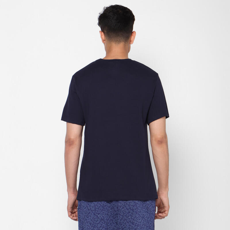 T-shirt fitness manches courtes coton extensible col rond homme bleu noir