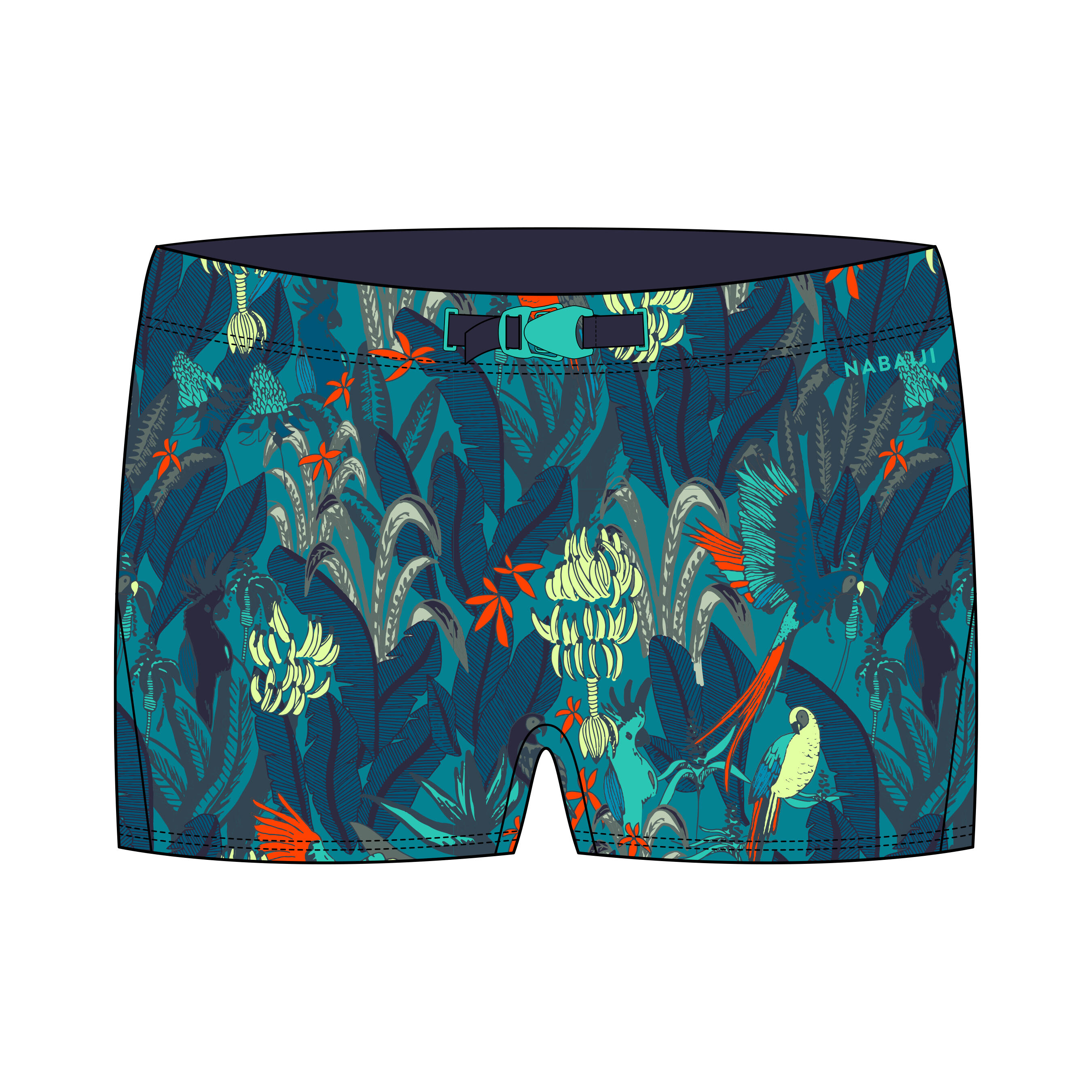 Boy’s swim suit - Boxers 100 Kiblet - All Yuka Turquoise 6/6