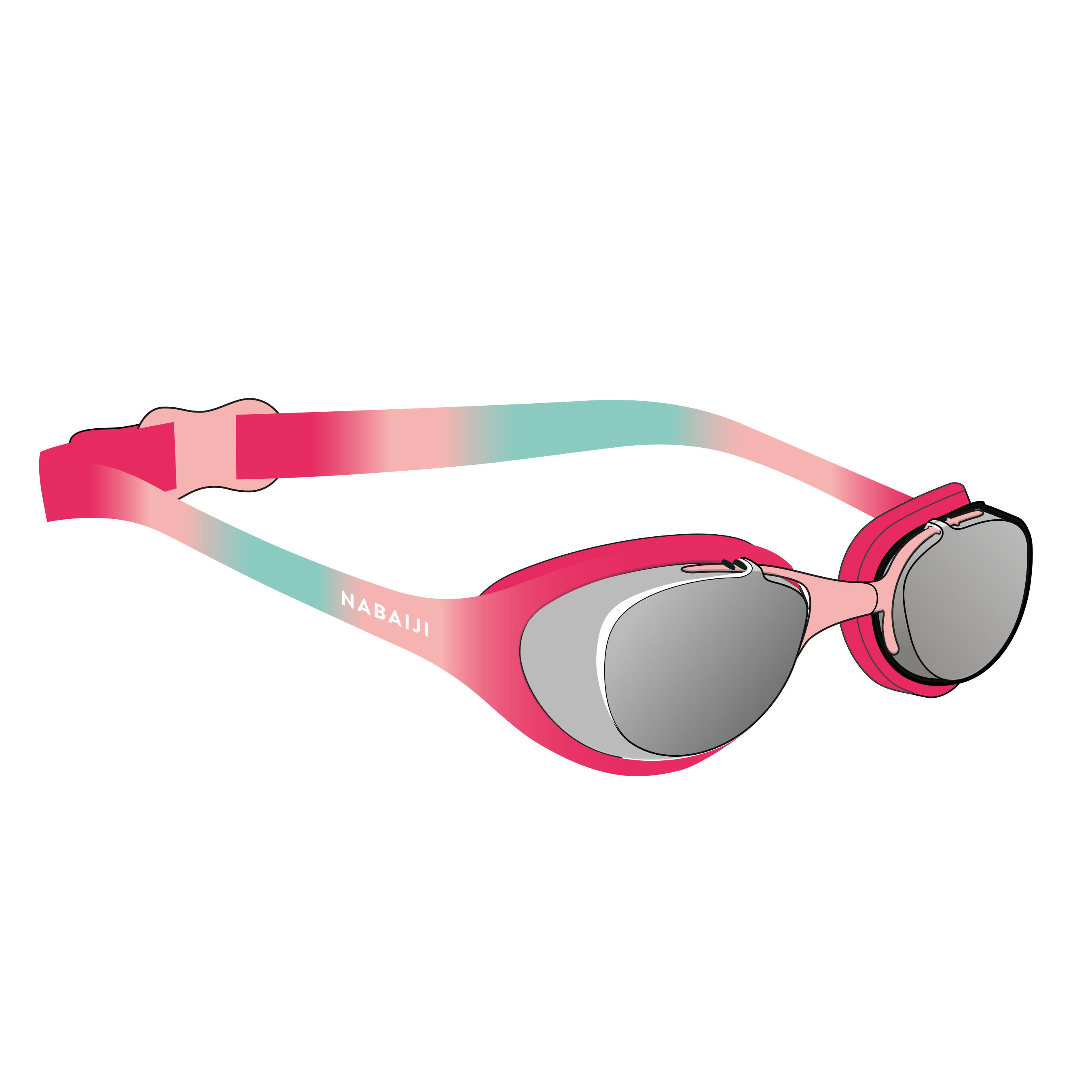 Swimming goggles XBASE - Clear lenses - Kids' size - Pink blue 6/6