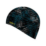 Swimming Cap Silicone Mesh Print Palm Black