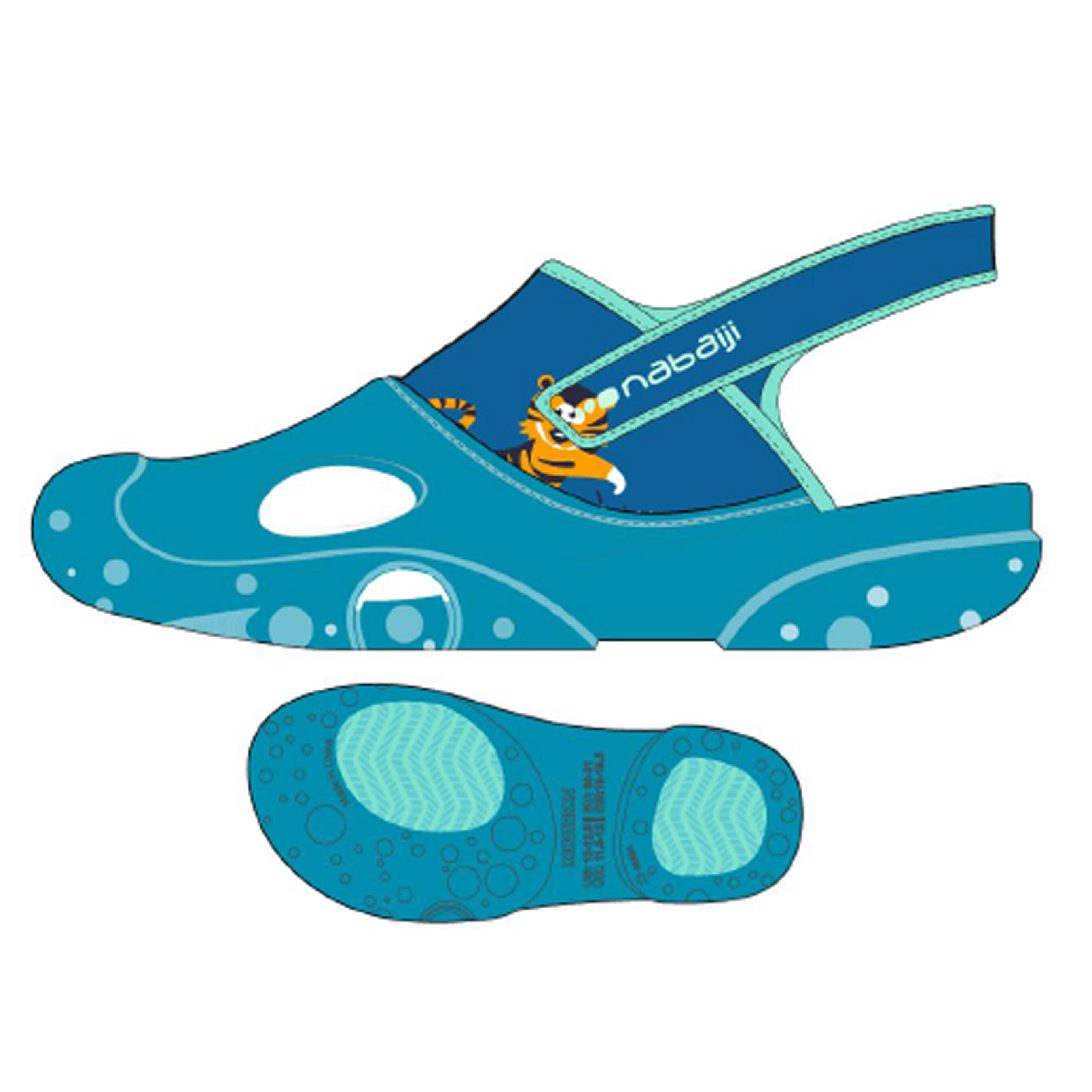 Calçado de Natação Clog 500 Criança Tigre Azul 5/9