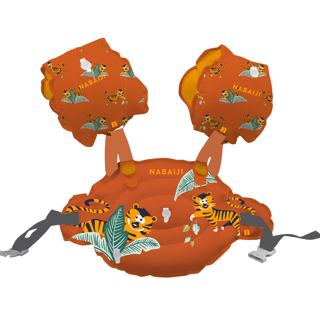 Brassards De Piscine Evolutif Enfant - Tiswim 2 Tigre - Marron