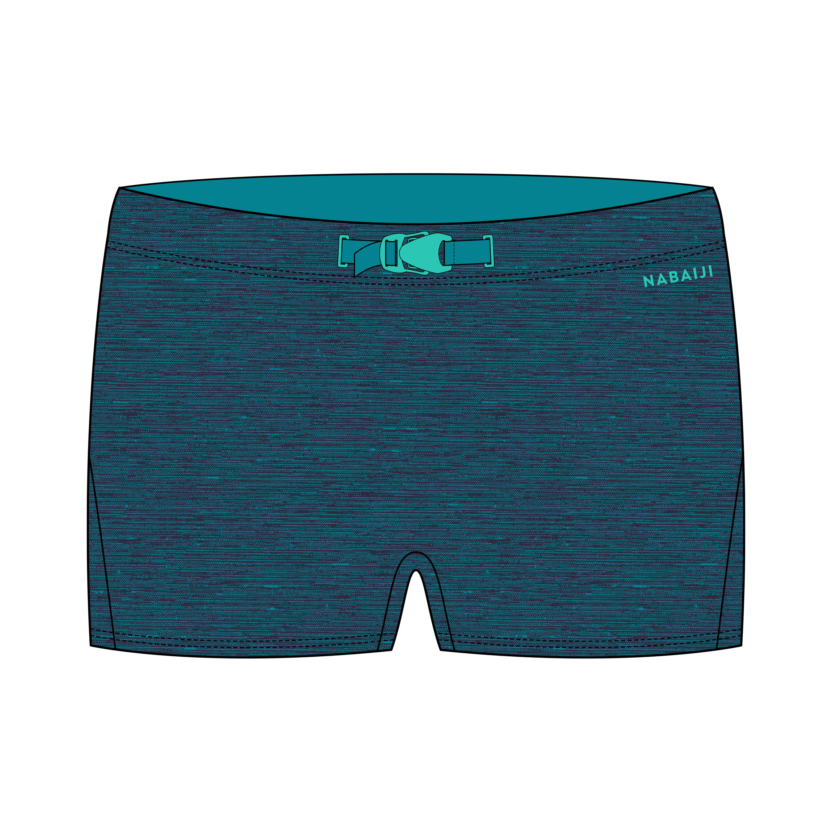 Calções de banho Boxers Natação Rapaz - 100 Kibelt - Chin Azul - com fivela 5/5