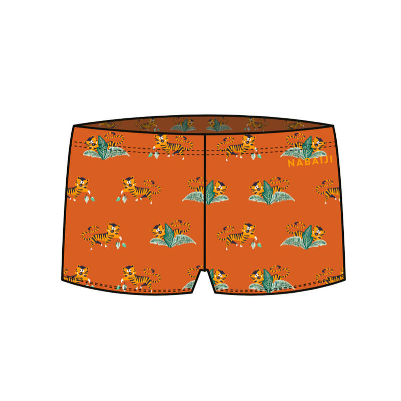Boxer de bain bébé / enfant orange foncé imprimé tigres