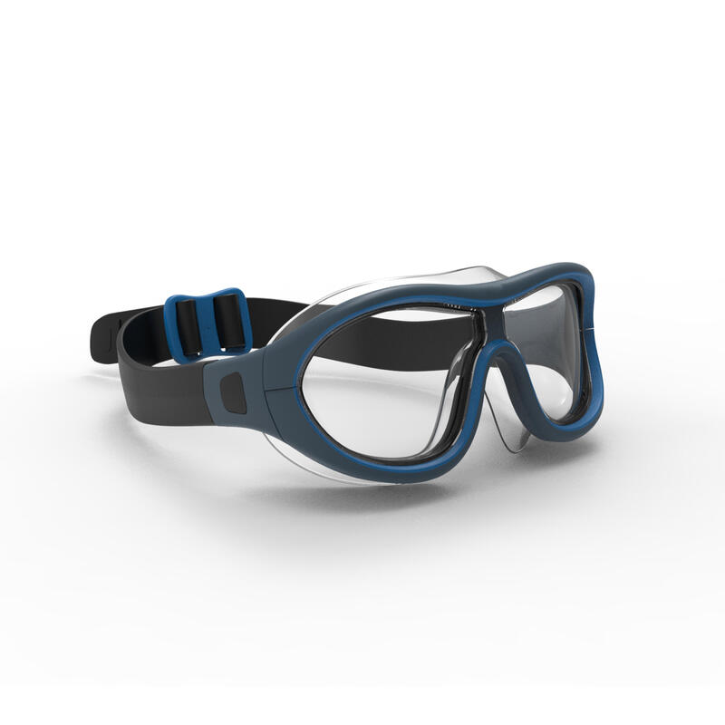 Zwembril met heldere glazen Swimdow V2 maat L grijs/blauw