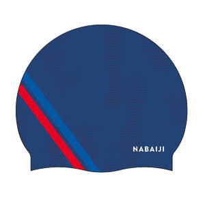 Adult Swimming Cap Silicone 56-60 Cm 500 Print Blue Red