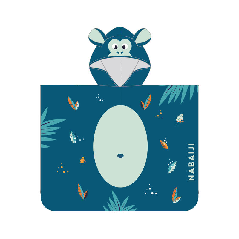 Poncho Baño Bebés Azul Oscuro Algodón Mono