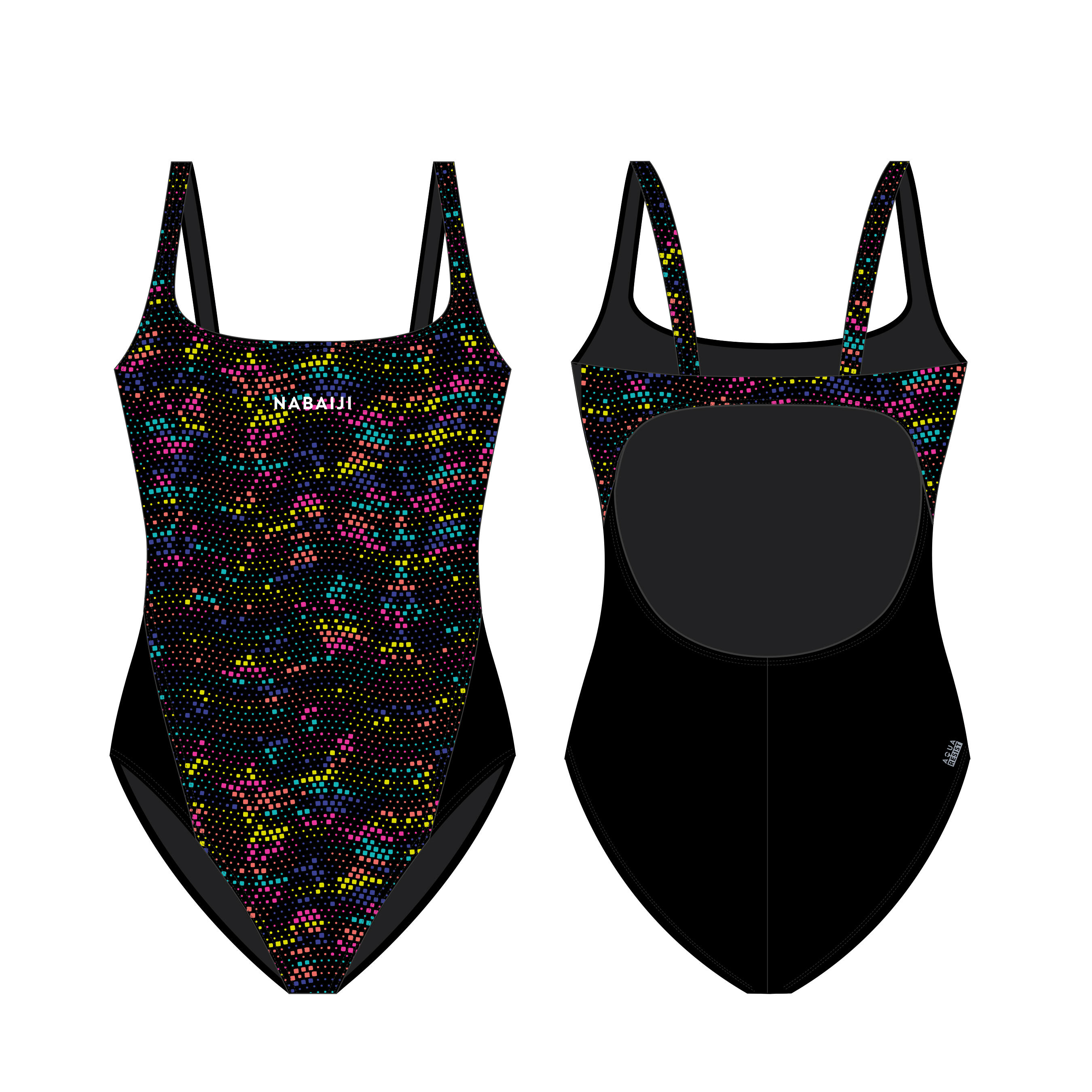 Girls' Chlorine-Resistant One-Piece Swimsuit with Print – Kamiye 500 - NABAIJI