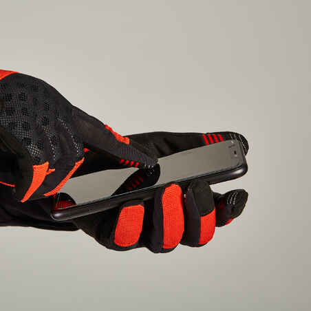 Guantes ciclismo mtb largos verano Rockrider St 500 rojos