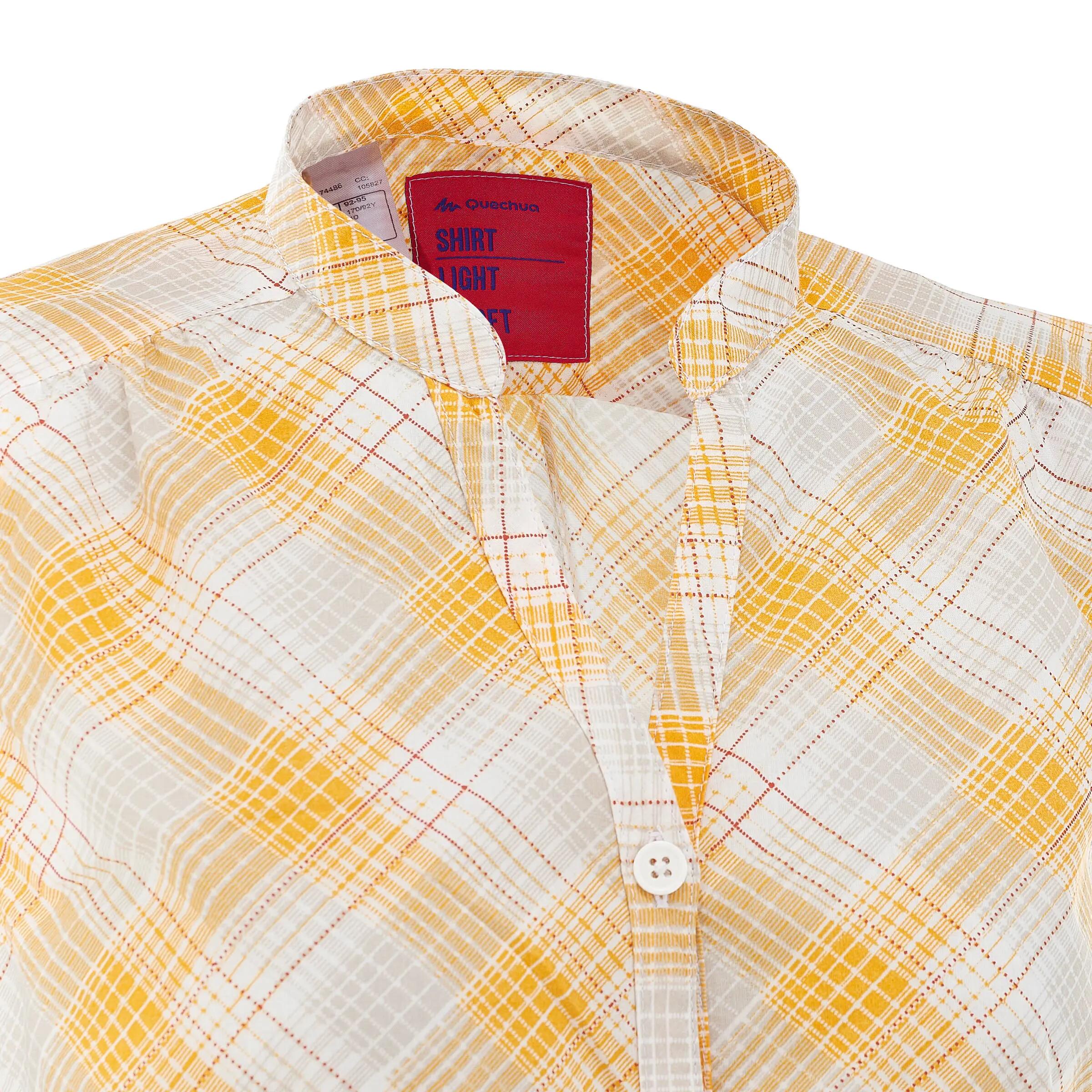 Arpenaz 100 women's sleeveless walking shirt - yellow check 7/10