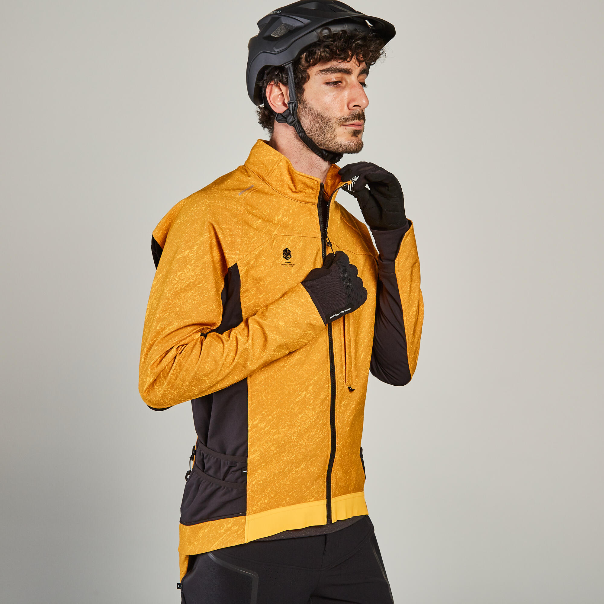 ROCKRIDER Men's Mountain Bike Touring Jacket ST 500 - Yellow